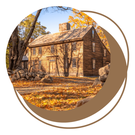 Une maison en automne. Celle-ci est reliée à l'histoire familiale.
